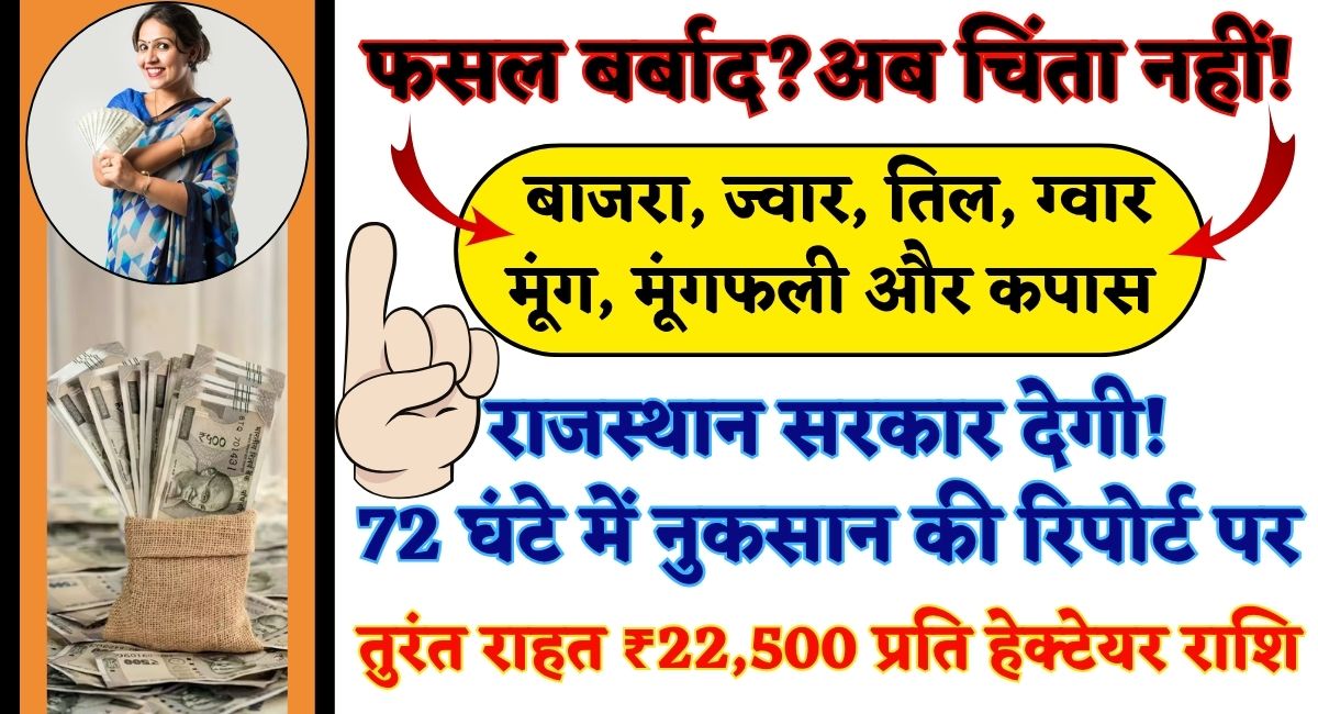  Pradhan Mantri Fasal Bima Yojana : फसल बर्बाद? अब चिंता नहीं! राजस्थान सरकार देगी 72 घंटे में नुकसान की रिपोर्ट पर तुरंत राहत ₹22,500 प्रति हेक्टेयर राशि