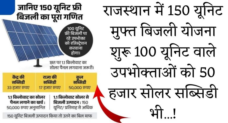 Rajasthan's 150 Unit Free Electricity Scheme : राजस्थान में 150 यूनिट मुफ्त बिजली योजना शुरू:100 यूनिट वाले उपभोक्ताओं को 50 हजार सोलर सब्सिडी भी