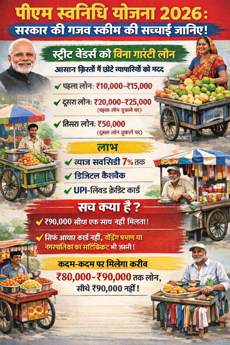 PM Svanidhi Yojana 2026 : सरकार की ये गजब स्कीम, सिर्फ आधार कार्ड लाओ... ₹90000 ले जाओ, सरकार दे रही बिना गारंटी लोन...!