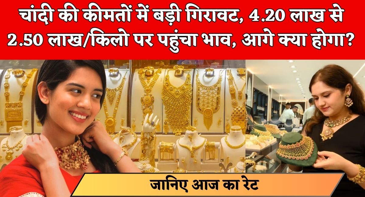 Silver Price 2026 : चांदी की कीमतों में बड़ी गिरावट, 4.20 लाख से 2.50 लाख/किलो पर पहुंचा भाव, आगे क्या होगा?