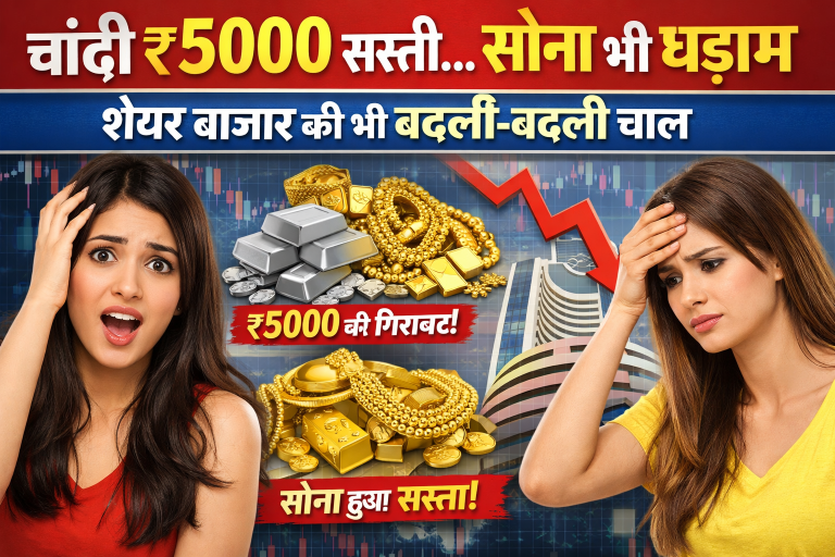 Gold-Silver Price Shock : चांदी ₹5000 सस्ती... सोना भी धड़ाम, शेयर बाजार की भी बदली-बदली चाल