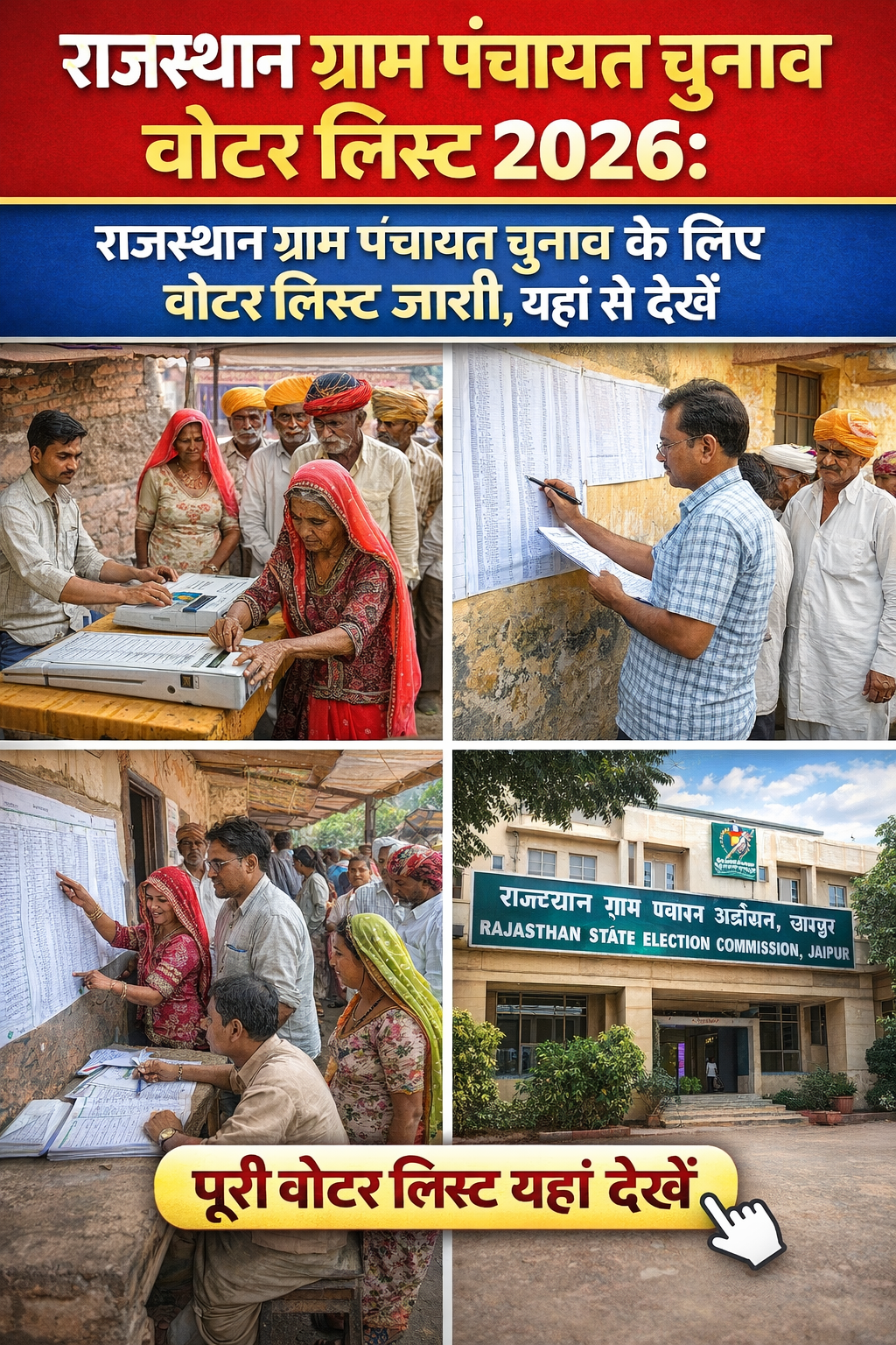 Rajasthan Gram Panchayat Chunav Voter list 2026 : राजस्थान ग्राम पंचायत चुनाव के लिए वोटर लिस्ट जारी यहां से देखें