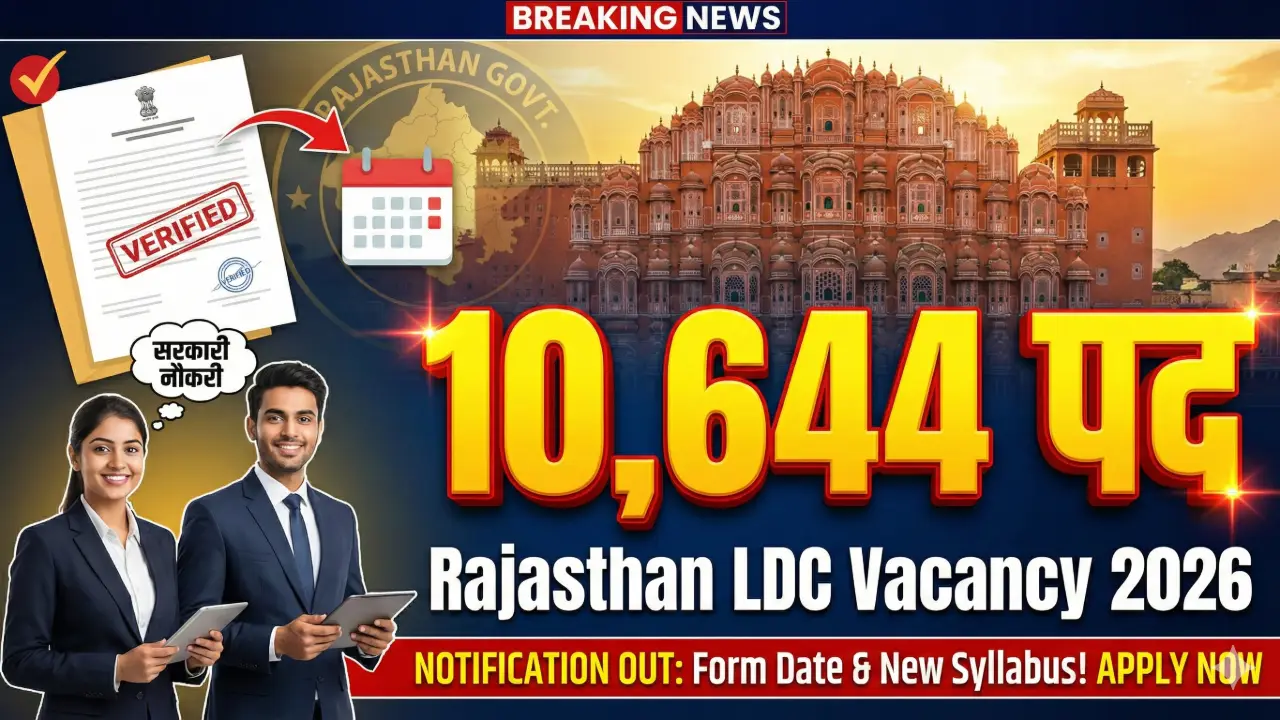 Rajasthan LDC Recruitment 2026 : राजस्थान एलडीसी के 10644 पदों पर बम्पर भर्ती, नोटिफिकेशन जारी
