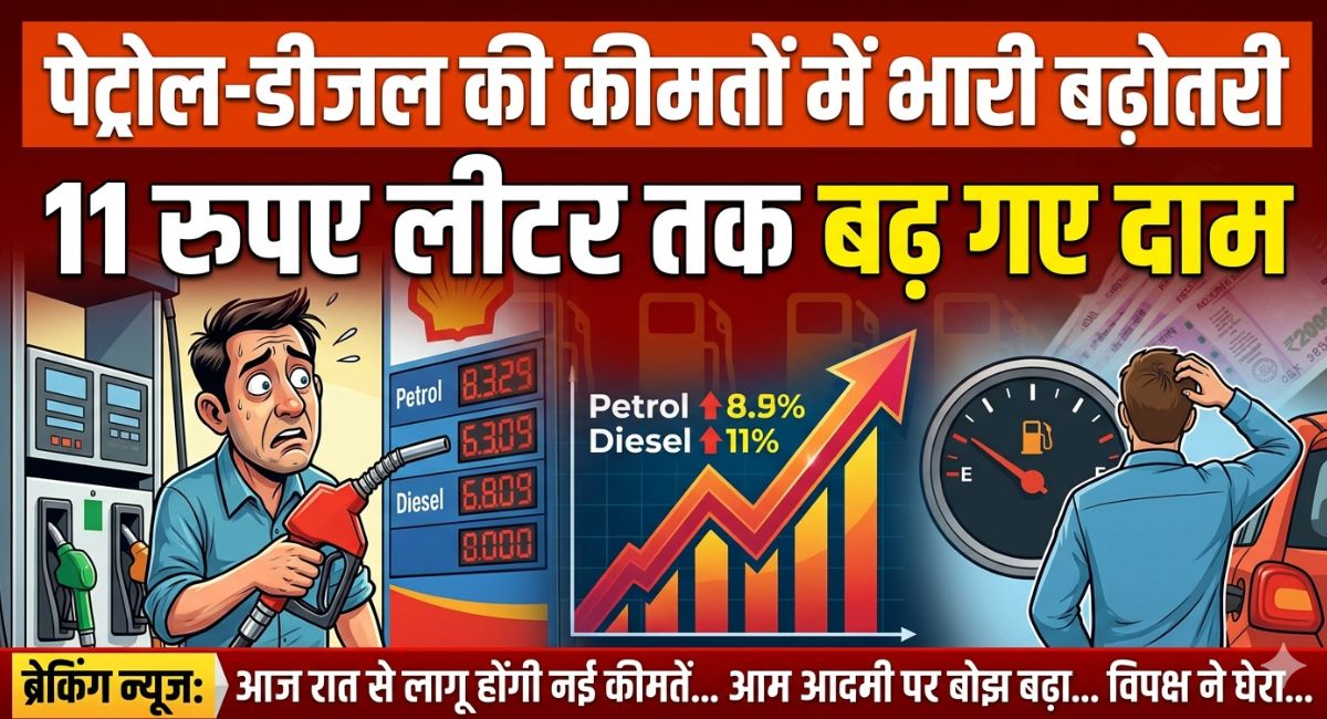 Diesel Price Hike : पेट्रोल-डीजल की कीमतों में भारी बढ़ोत्तरी, 11 रुपए लीटर तक बढ़ गए दाम