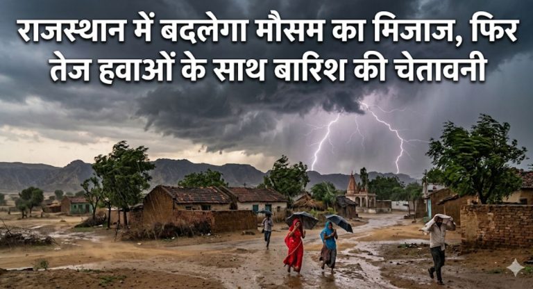 Rajasthan Weather Update : राजस्थान में बदलेगा मौसम का मिजाज, फिर तेज हवाओं के साथ बारिश की चेतावनी