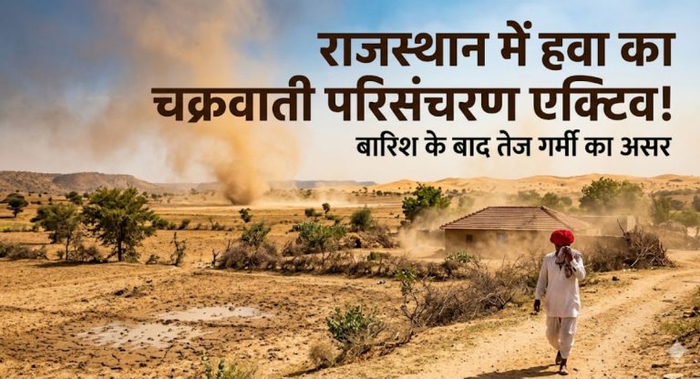Rajasthan Weather Update : राजस्थान में हवा का चक्रवाती परिसंचरण एक्टिव! बारिश के बाद तेज गर्मी का असर