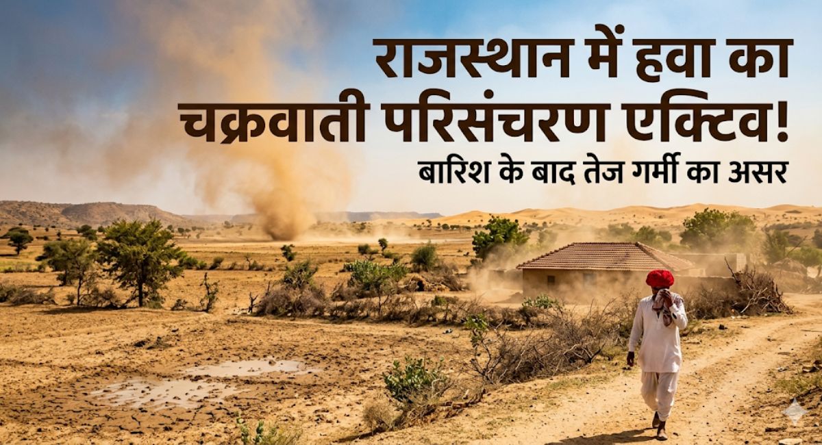 Rajasthan Weather Update : राजस्थान में हवा का चक्रवाती परिसंचरण एक्टिव! बारिश के बाद तेज गर्मी का असर