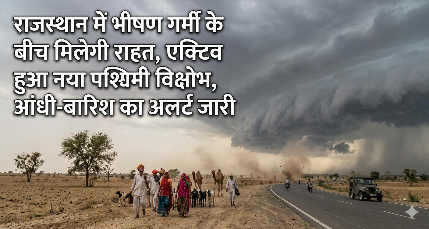 Rajasthan Weather Alert : राजस्थान में भीषण गर्मी के बीच मिलेगी राहत, एक्टिव हुआ नया पश्चिमी विक्षोभ, आंधी-बारिश का अलर्ट जारी