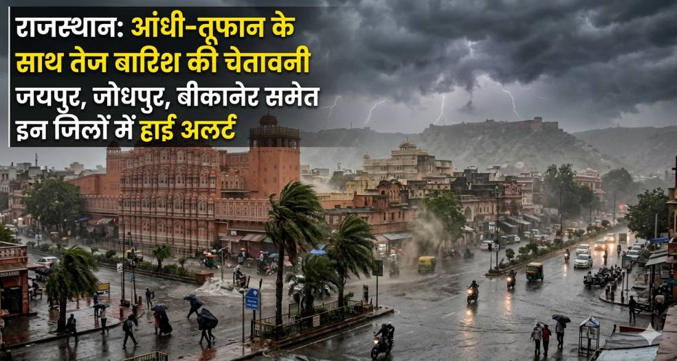 Rajasthan Weather Update : राजस्थान के जयपुर, जोधपुर, बीकानेर, समेत इन जिलों में आंधी-तूफान के साथ तेज बारिश की चेतावनी जारी