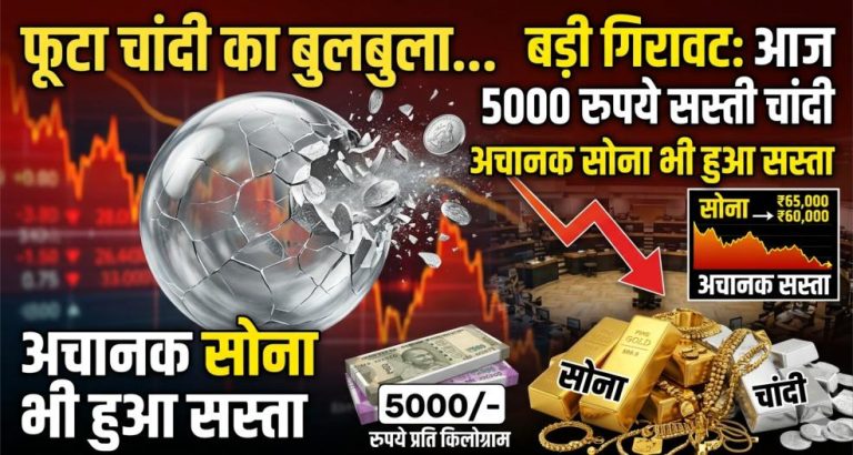 Gold-Silver Rate Fall : फूटा चांदी का बुलबुला... आज 5000 रुपये सस्ती, अचानक सोना इतना सस्ता
