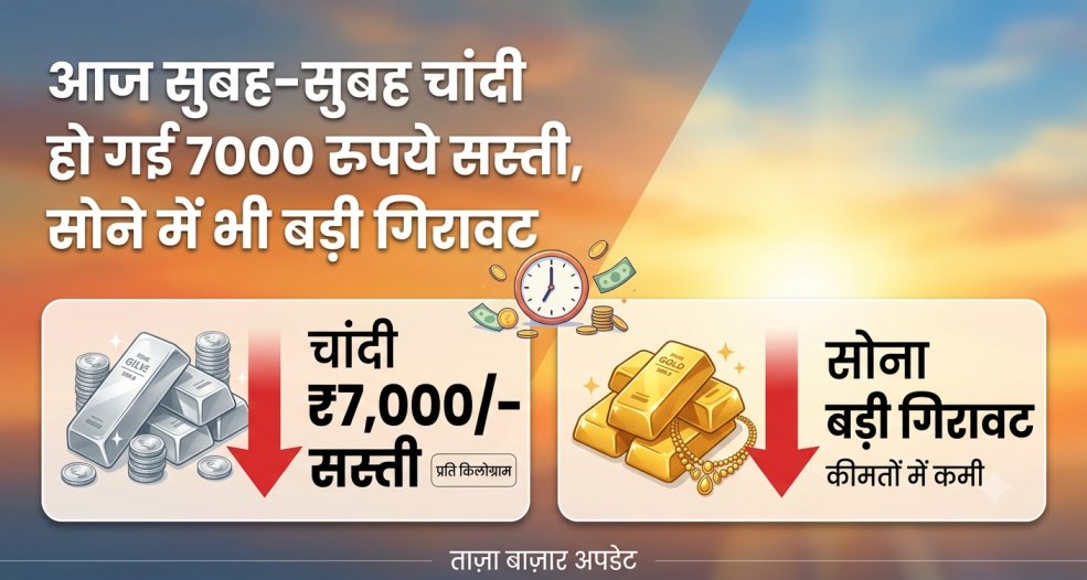 Gold-Silver Price Fall : आज सुबह-सुबह चांदी हो गई 7000 रुपये सस्ती, सोने में भी बड़ी गिरावट