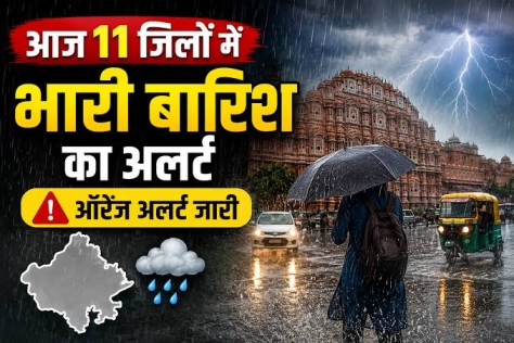 Rajasthan Weather Today : राजस्थान के इन 11 जिलों में भारी बारिश का अलर्ट जारी, जाने IMD का बड़ा अपडेट