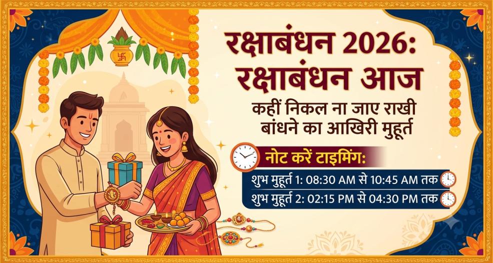 Raksha Bandhan 2026 : रक्षाबंधन आज, कहीं निकल ना जाए राखी बांधने का आखिरी मुहूर्त, नोट करें टाइमिंग